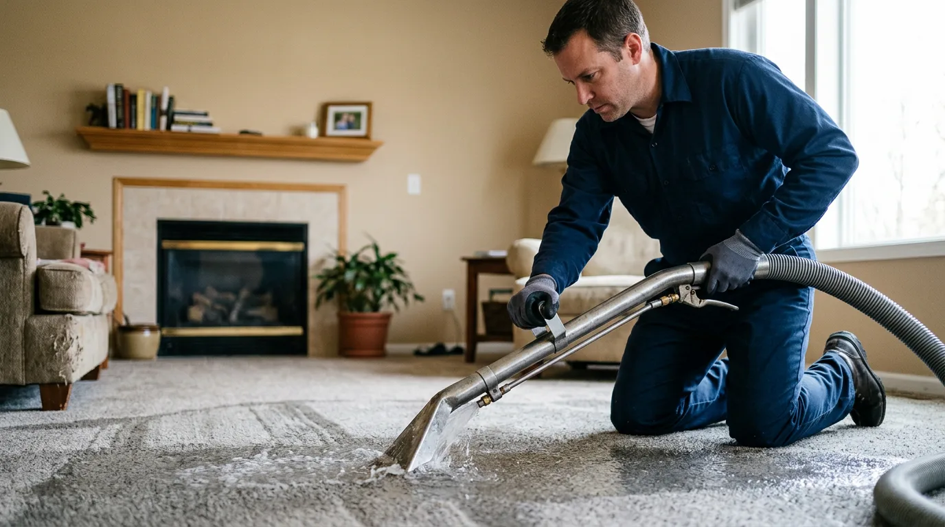 Water damage restoration technician working near Gause, TX